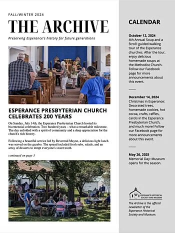 Esperance Museum Newsletter cover
